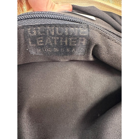 VTG 80s Gold Genuine Leather Handbag w/Tassels - Picture 5 of 8